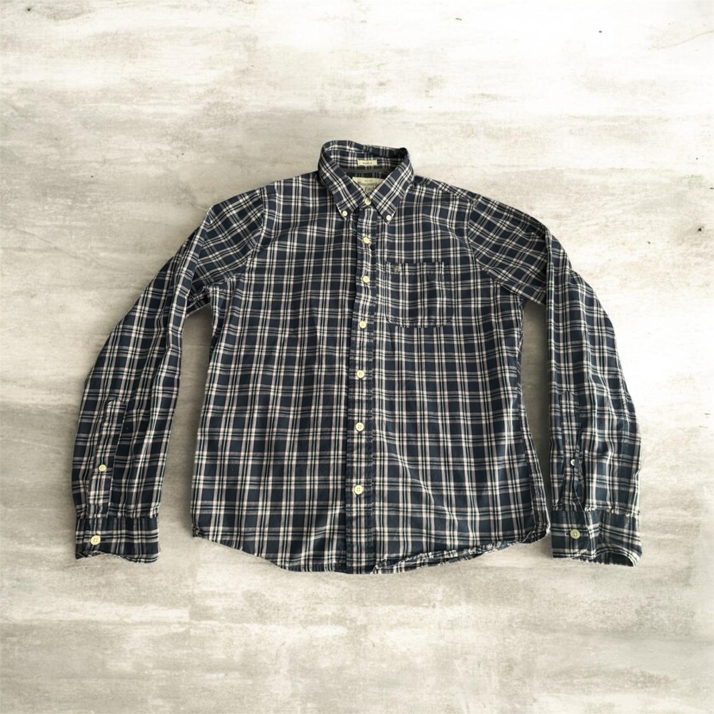 Abercrombie & Fitch Navy, Pink & White Plaid Button-Down Shirt